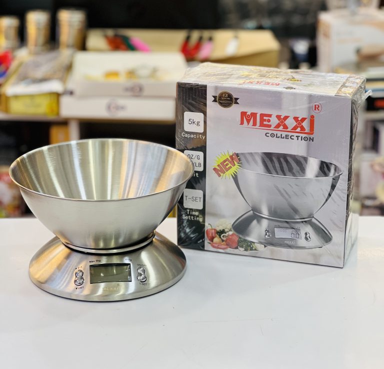 ترازوی آشپزخانه دیجیتال مکسی (MEXXI) مدل کاسه‌دار – تمام استیل ۵ کیلوگرمی